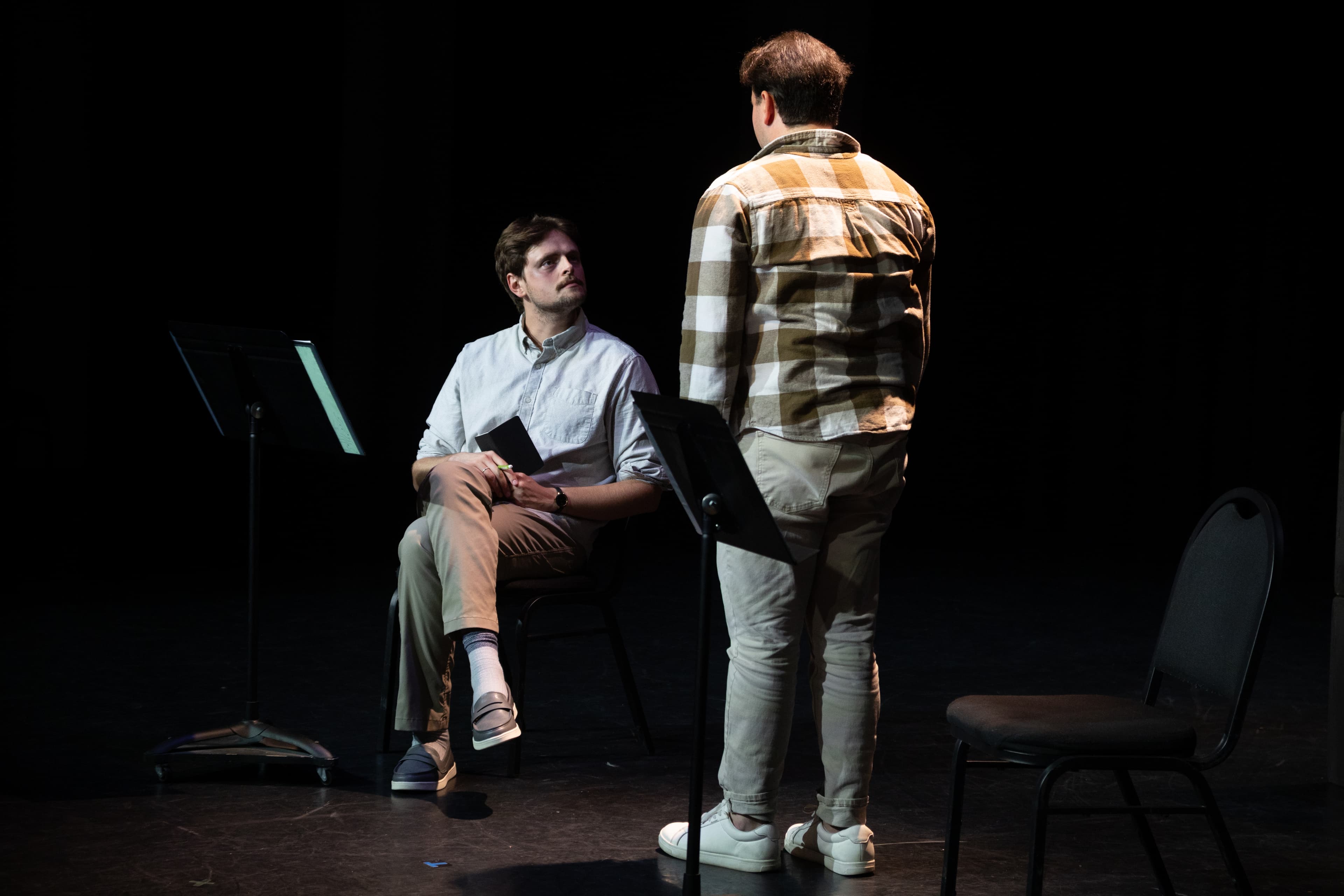 Martin Gnidula and Elliott Horwitz in the Pegasus PlayLab reading, University of Central Florida. Photo by Justin Rotolo.